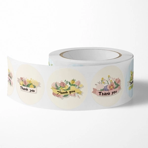 Floral Thank You stickers on a roll for wedding gift seals and envelope decoration
