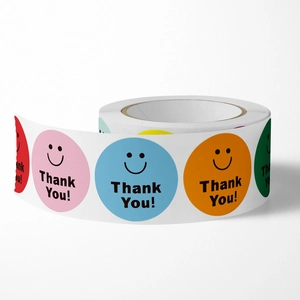 500-count colorful smiley face thank you stickers roll for gift sealing and decoration