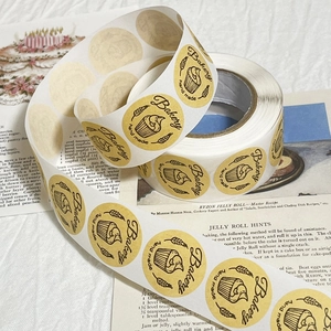 Round Kraft Paper Bakery Hand Made Cupcake Packaging Sealing Labels Stickers For Cake Boxes Food Bags Gift Decor