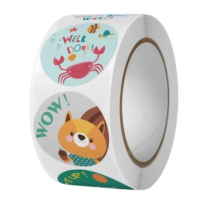 500pcs roll of cute cartoon animal reward stickers with motivational English text