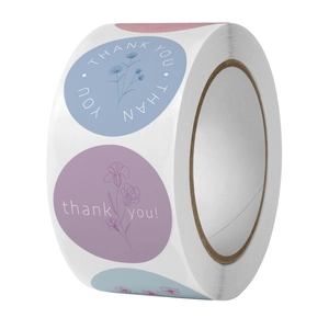 Roll of floral thank you stickers in Morandi colors for gift packaging and wedding envelopes