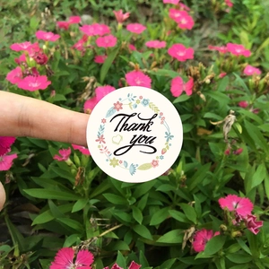Floral Thank You stickers for gift wrapping, seal labels with colorful rose designs