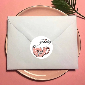 500pcs cat in a cup thank you stickers for gift packaging and envelope sealing