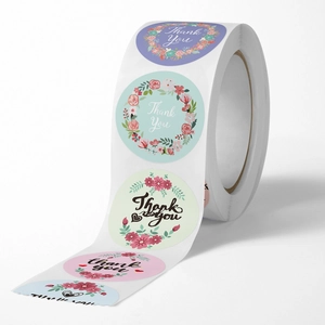 Bloem Thank You stickers rol voor bruiloft verpakking en cadeau decoratie zegels