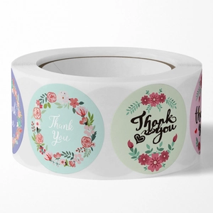 Bloemen Thank You stickers rol voor huwelijksverpakkingen en zegel decoratie
