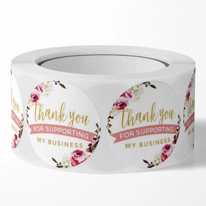 Rouleau d'autocollants fleuris de remerciement pour emballage avec motifs de fleurs