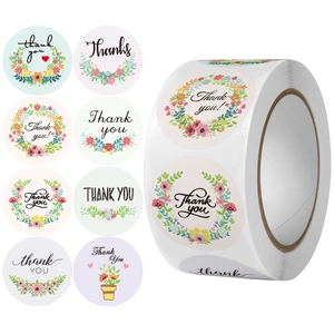 Rotolo da 8 adesivi Thank You floreali per matrimoni e confezioni regalo creative