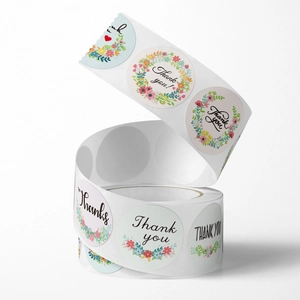 Rotolo di adesivi di ringraziamento floreali con vari motivi per decorazioni da regalo