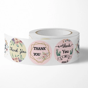 Rouleau d'autocollants Thank You floraux pour faveurs de mariage et décor de cadeaux