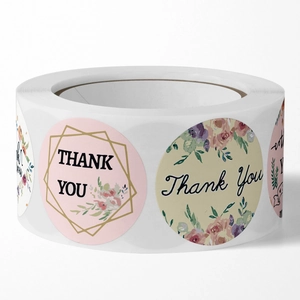 Rouleau d'autocollants Thank You avec motifs floraux pour emballages cadeaux et mariage