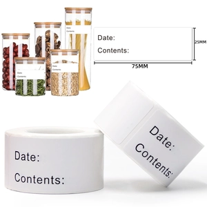 Kitchen Storage Labels Adhesive Stickers Roll For Food Jars Refrigerator Organization Waterproof White Write On Removable
