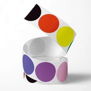 Colorful round blank coding labels on a roll for organizing and marking purposes