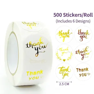 Autocollants Thank You Feuille D'or Ronds Étiquettes Adhésives Pour Petite Entreprise Emballage Cadeau Scellage Enveloppe Décoratif