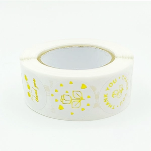 Gold foil thank you stickers with rose design for small business gift packaging seal