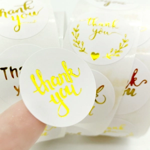Autocollants Thank You dorés en rouleau avec motifs de cœurs et fleurs pour cadeaux