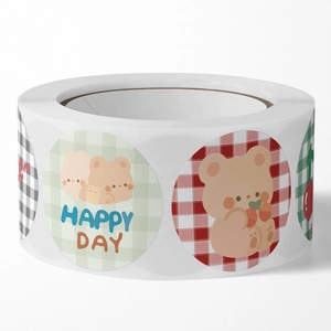 Rolle mit 500 süßen Bären- und Hasenaufklebern für DIY-Geschenkverpackungen und Deko