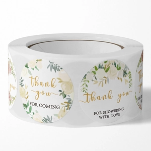 Rouleau d'autocollants fleuris Merci pour emballage cadeau de mariage et enveloppe