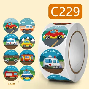 Cartoon Transportation Vehicle Reward Stickers Colorful Adhesive Label Decals For Kids Teacher Praise School Supplies