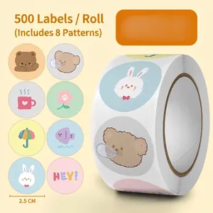 Cartoon Animal Stickers Roll Adhesive Labels For Scrapbooking Packaging Sealing Cute Bear Patterns Decorative Decals