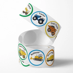 500pcs roll of cartoon construction vehicle reward stickers for kids and teachers