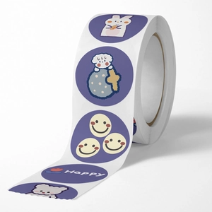 500-count roll of cute hand-drawn cartoon animal circle stickers for gift wrapping