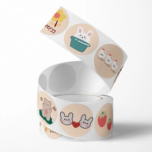 Roll of 500 cute cartoon stickers with bears and rabbits for journals and laptops