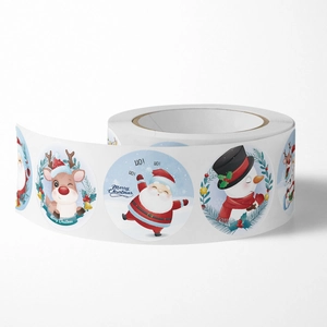 Rotolo di adesivi natalizi con Babbo Natale e Renne per decorazioni di regali di Natale