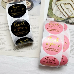Pink and black gold foil thank you stickers for wedding gift packaging decoration