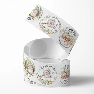500pcs roll of cute forest animal thank you stickers for baby shower favor sealing