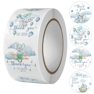 Runde Rolle Cartoon Elefant Tier Aufkleber Aquarell Dankeschön Etiketten Für Babyparty Geburtstag Party Geschenkverpackung Versiegelung