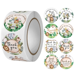 Cartoon Jungle Animal Thank You Stickers For Kids Birthday Baby Shower Party Gift Wrapping Sealing Labels Decoration