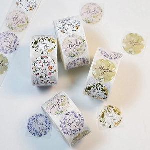 Rouleau d'autocollants Thank You fleuris pour cadeaux de mariage et emballage