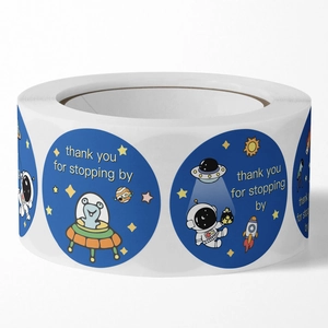 Space exploration theme Thank You stickers roll for gift wrapping and seal decoration