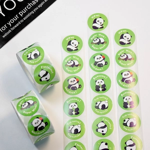 Cute Cartoon Panda Reward Stickers Round Motivational Encouragement Labels For Teacher Classroom Students School Supplies Copperplate Adhesive