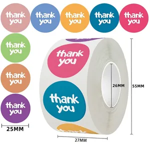 500pcs colorful 25mm round Thank You seal stickers for DIY gift packaging and decoration