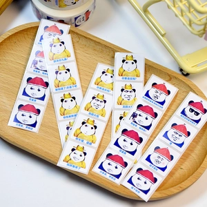 Creative Panda Meme stickers with ancient Chinese emperor themes on a wooden tray