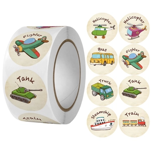 Autocollants de Transport en Dessin Animé Dessinés à la Main pour Enfants Récompense Fournitures Scolaires Papier Kraft Motif Véhicule Décalcomanies