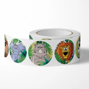 Rouleau d'autocollants animaux mignons avec singe éléphant et lion pour enfants