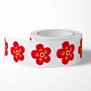 500-count reward stickers roll featuring cute red flower designs for kids and students