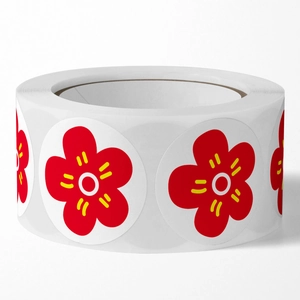 Roll of 500 red flower reward stickers for children's encouragement and motivation