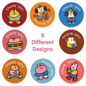 500-count cute cartoon animal thank you stickers with 8 colorful bear and dog designs