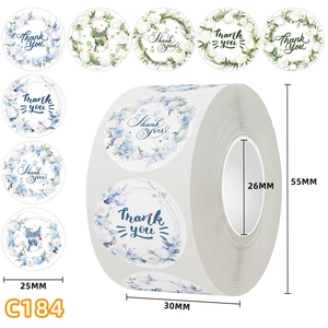 Autocollants de Remerciement à Fleurs Étiquettes Adhésives Florales Rondes pour Emballage Cadeau Scellage Enveloppe Design Rose Aquarelle