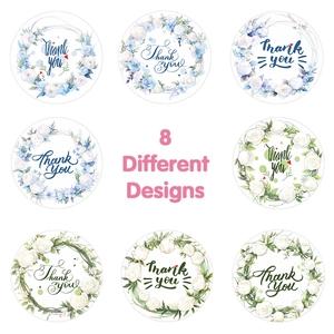 Lot de 8 étiquettes florales Thank You pour sceller boîtes et emballages cadeaux