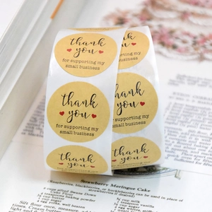 Round Kraft Paper Thank You Stickers For Supporting My Small Business Self Adhesive For Packaging Envelope Sealing