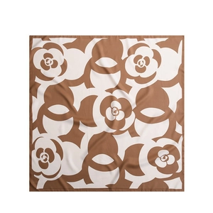 Foulard in seta stile francese con stampa a rose e motivo floreale marrone donna