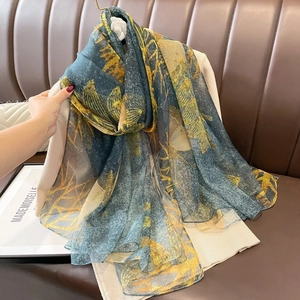 Écharpe Soyeuse Surdimensionnée Pour Femmes Châle En Polyester Léger Protection Solaire Imprimé Floral Paréo De Plage Élégant