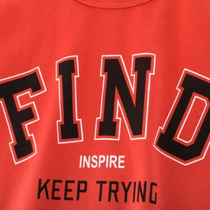 Boys red cotton long sleeve t-shirt with FIND graphic print and slogan detail