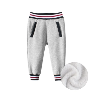 Pantalon de jogging gris clair doublé polaire pour garçon avec taille rayée élastique
