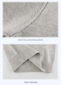 Detailed view of the lining stitching and ribbed hem on a boy's knitted sweater