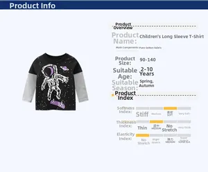 Detail of pure cotton long sleeve tee with astronaut print and raglan sleeve design